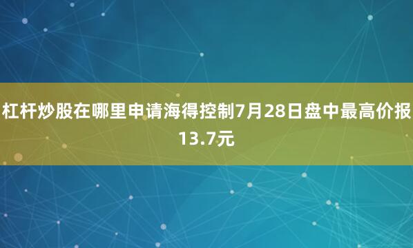 杠杆炒股在哪里申请海得控制7月28日盘中最高价报13.7元