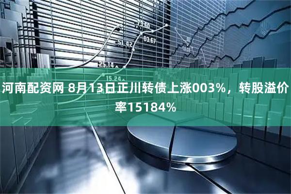 河南配资网 8月13日正川转债上涨003%，转股溢价率15184%